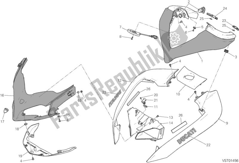 All parts for the Cowling of the Ducati Multistrada 1200 S Touring USA 2015